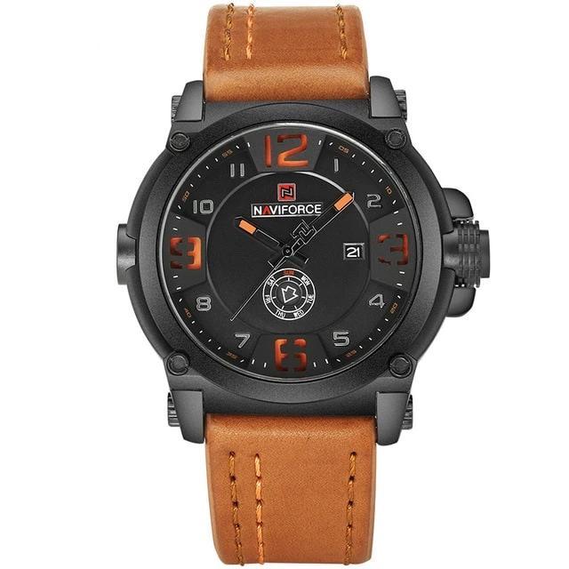 Practical, functional and good looking, just like Sergeant. Movement: QUARTZ Water Resistance Depth: 3Bar Case Material: Alloy Clasp Type: Buckle Dial Window Material Type: Hardlex Dial Diameter: 45mm Case Thickness: 14mm Band Width: 24mm Band Length: 24cm Band Material Type: Leather Features: Water Resistant, Date Display, Weekday Display. Singulier watches